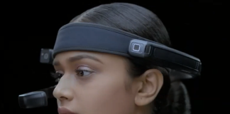 woman wearing a=AR headset